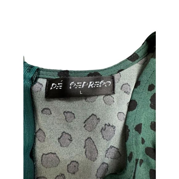 De Sepreso Womens V Neck Long Sleeves Polka Dot Green Maxi Dress Size L - Picture 3 of 3